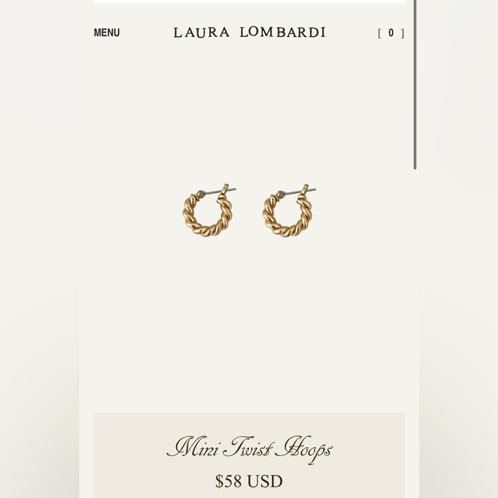 LAURA LOMBARDI Mini Twist Hoops, Brass